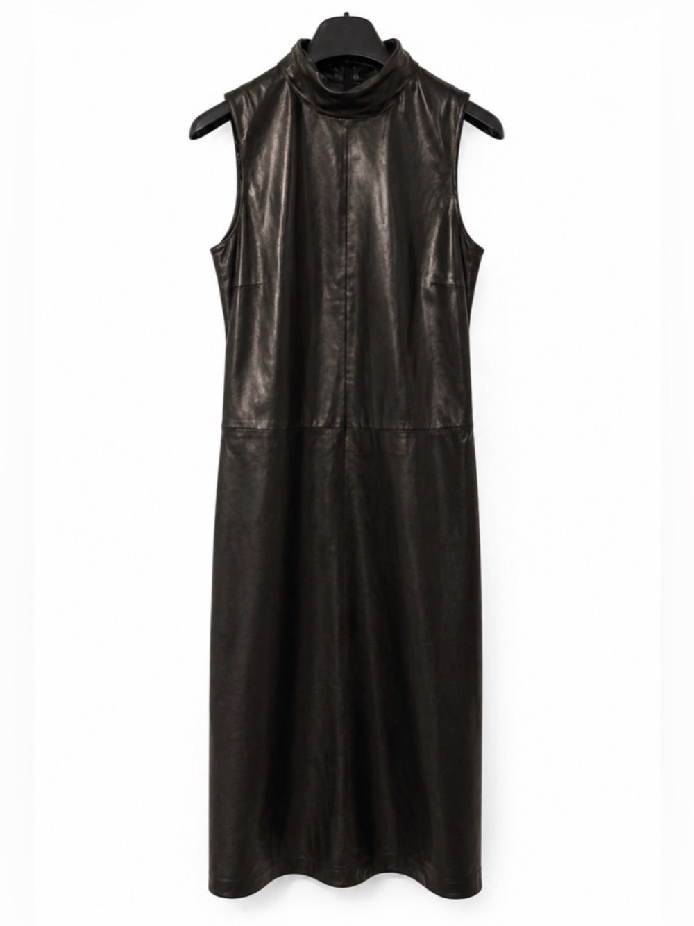 Hugo Boss Black Label 100% Lamb Leather Dress • Sleeveless Midi • Made in Italy